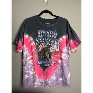 Lynyrd Skynyrd Unisex Large Tie Dye Eagle Distressed USA Flag Oversized